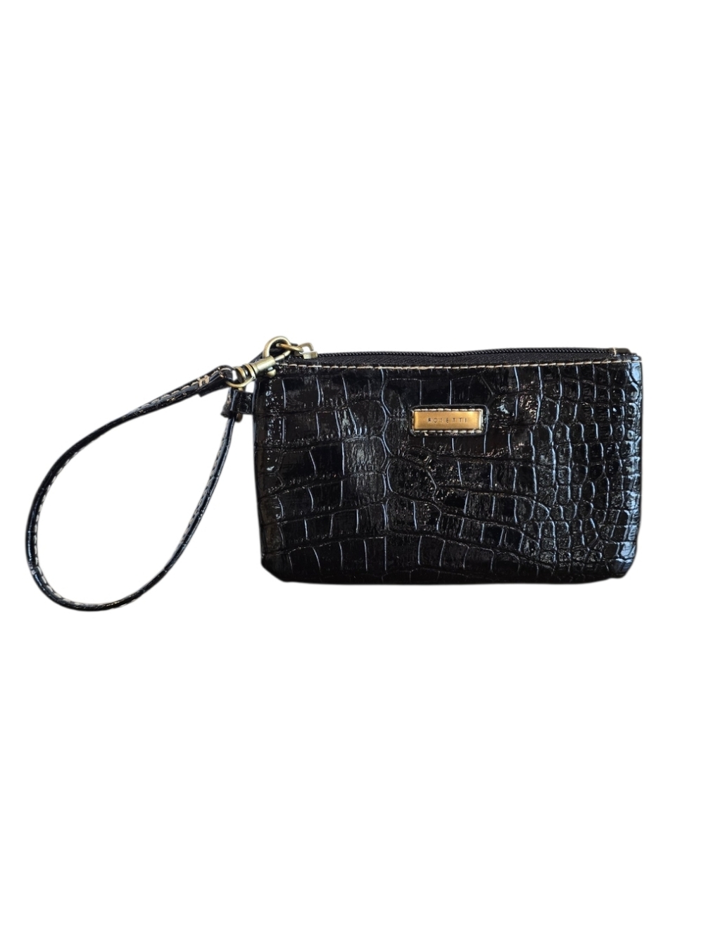 Rosetti Black Croc Embossed Faux Leather Wristlet